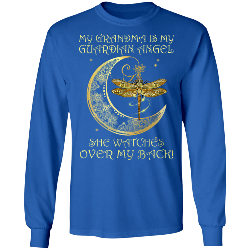 My Grandma Is My Guardian Angel She Watches Over My Back Dragonfly Angel T-shirt CustomCat