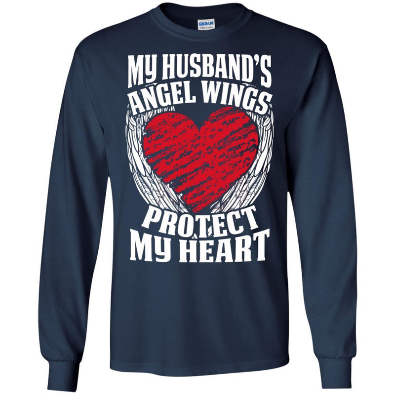 My Husband's Angel Wings Protect My Heart T-shirts CustomCat