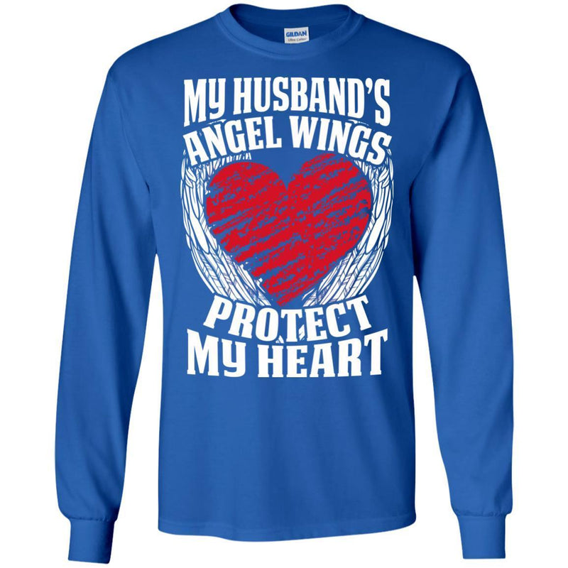 My Husband's Angel Wings Protect My Heart T-shirts CustomCat