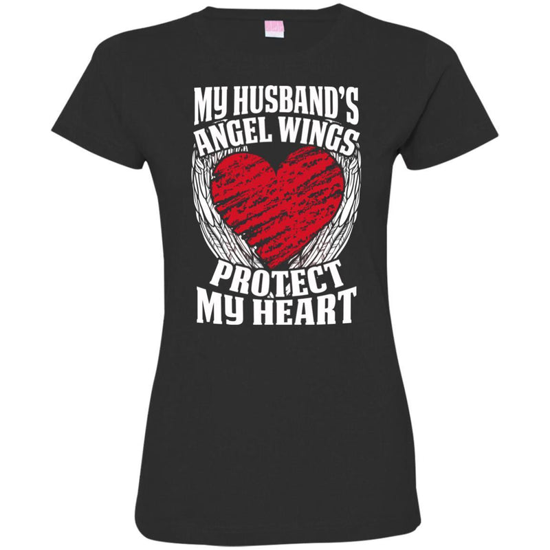 My Husband's Angel Wings Protect My Heart T-shirts CustomCat