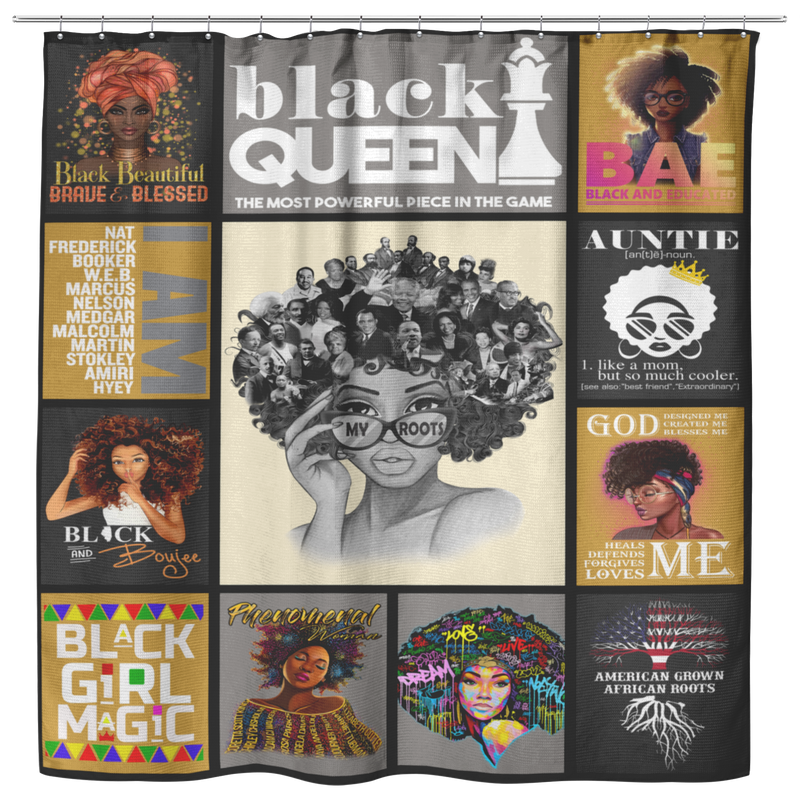 My Roots Black Girl African American Shower Curtains For Bathroom Decor