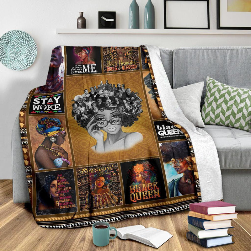 My Roots Black Queen African American Fleece Blanket interestprint