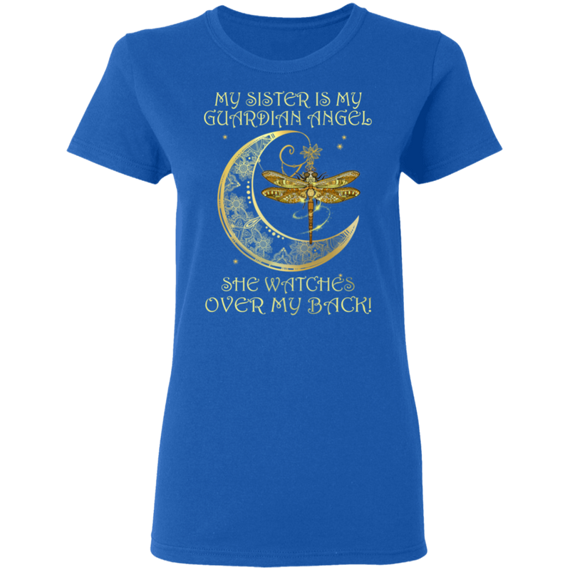 My Sister Is My Guardian Angel She Watches Over My Back Dragonfly Angel T-Shirt CustomCat