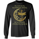 My Son Is My Guardian Angel He Watches Over My Back Dragonfly Angel T-Shirt CustomCat