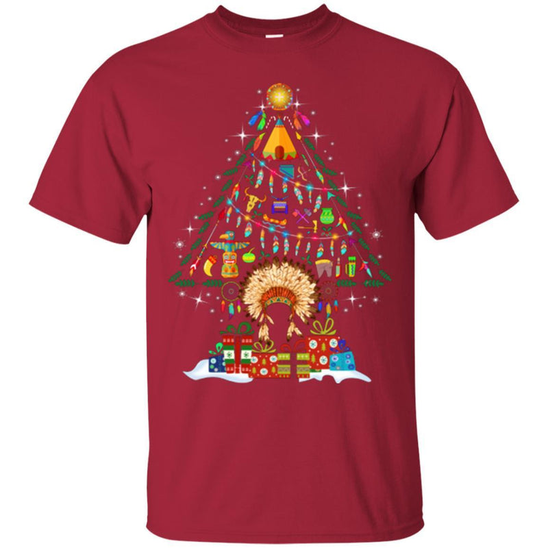 Native American T-Shirt Christmas Tree Tribe Christmas Gift Tee Shirt CustomCat