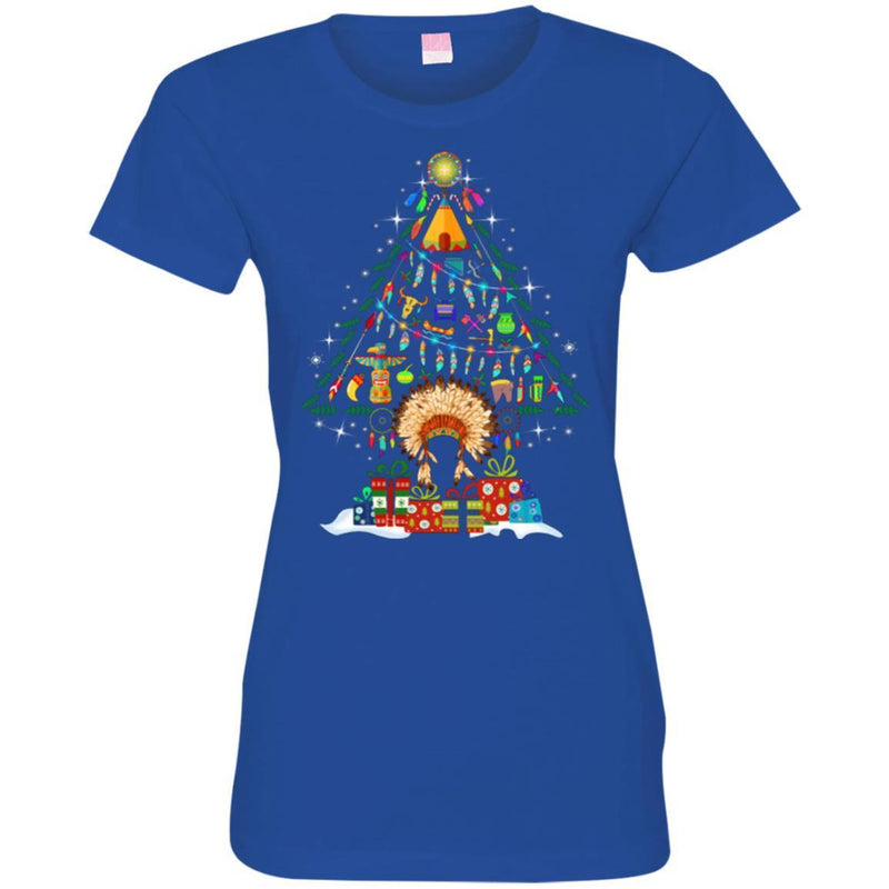 Native American T-Shirt Christmas Tree Tribe Christmas Gift Tee Shirt CustomCat
