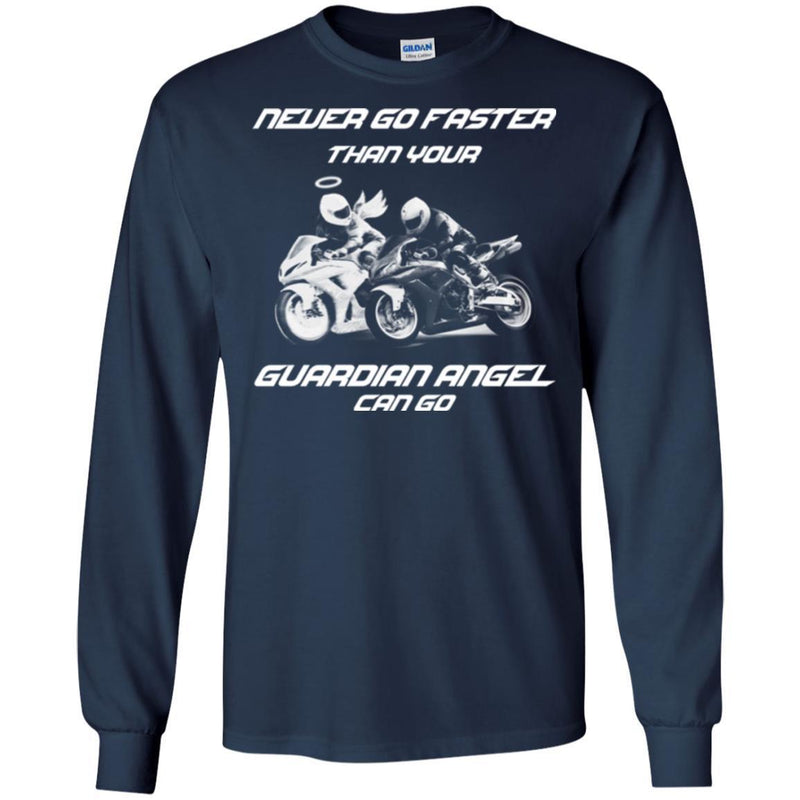 Never Go Faster Than Your Guardian Angel Can Go Memorial Motorbike T Shirts CustomCat