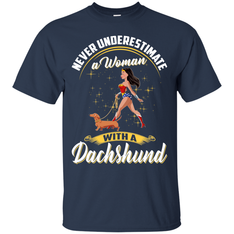 Never Underestimate A Woman With A Dachshund Funny Wonder Woman T-shirts CustomCat