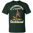 Never Underestimate A Woman With A Dachshund Funny Wonder Woman T-shirts CustomCat