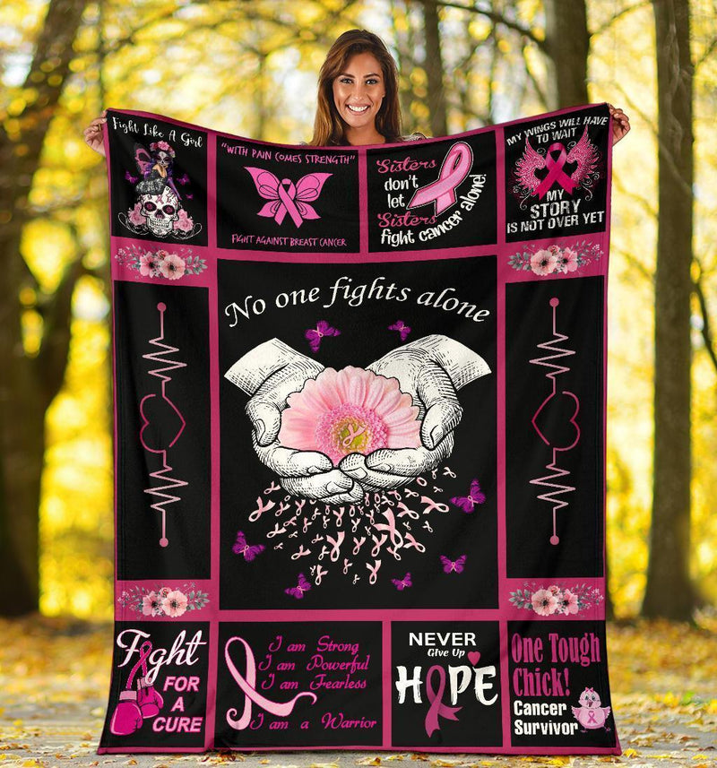 No One Fights Alone Cancer Fleece Blanket interestprint