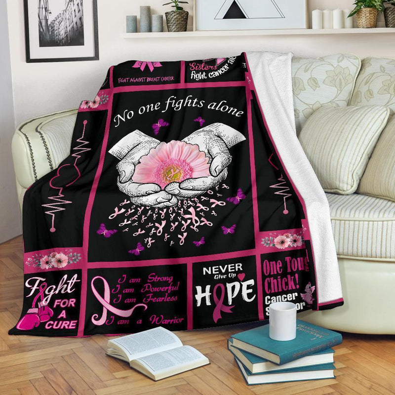 No One Fights Alone Cancer Fleece Blanket interestprint