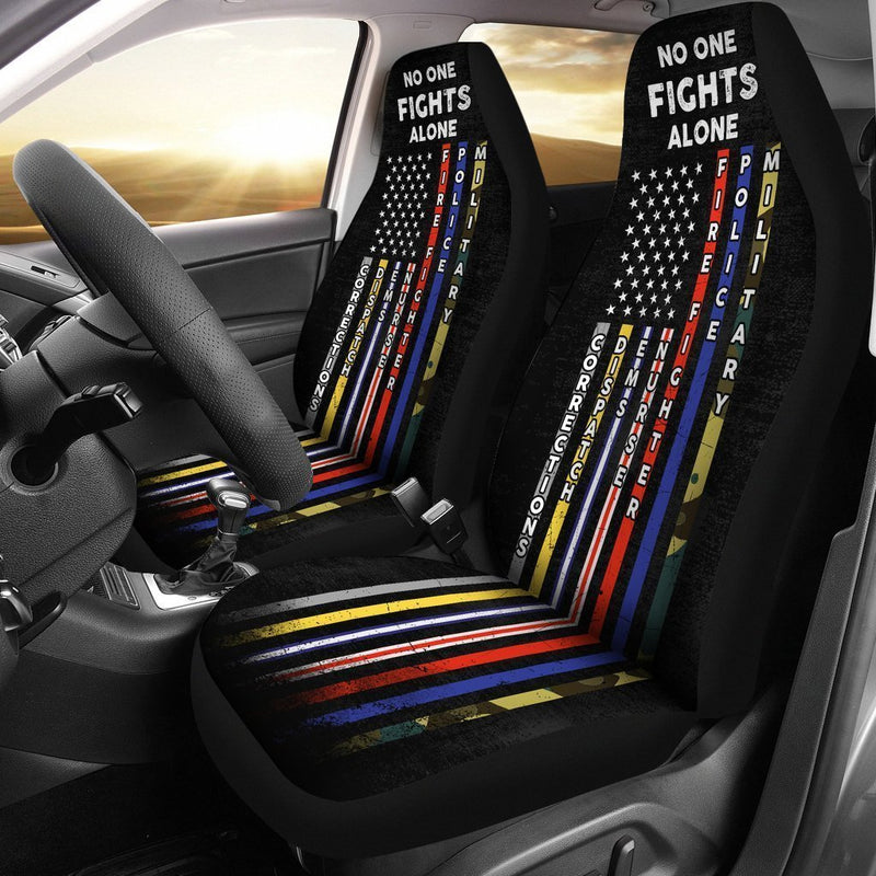 No One Fights Alone - Unique Design Of Car Seat Covers (Set Of 2)