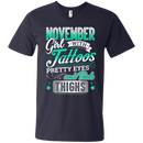 November girl with tattoos pretty eyes and thick things T-shirts CustomCat