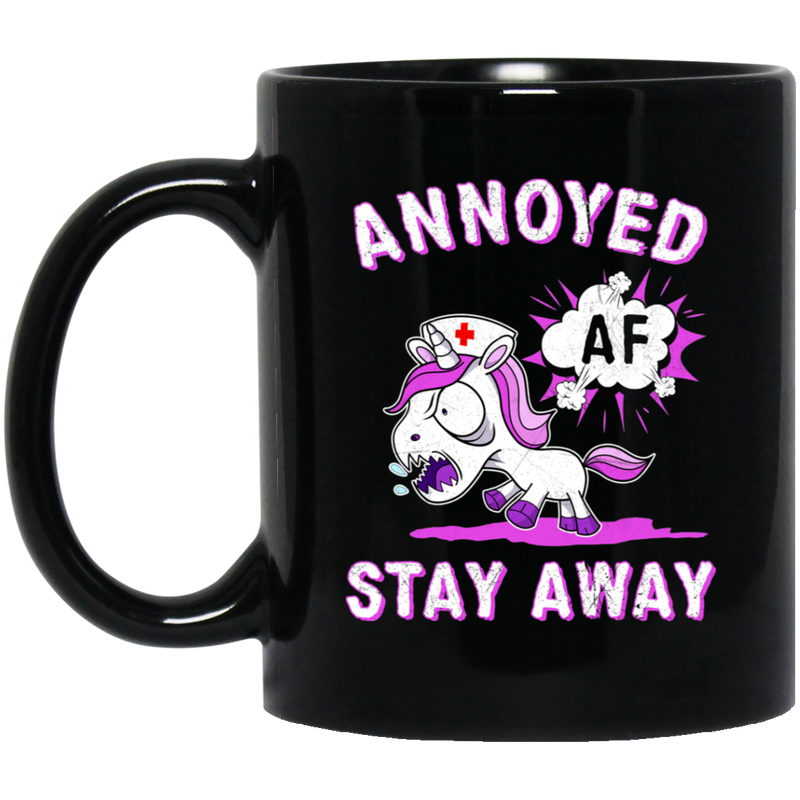 Nurse Coffee Mug AF Annoyed Stay Away Unicorn 11oz - 15oz Black Mug