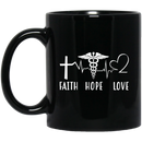 Nurse Coffee Mug American By Birth Nurse By The Grace Of God Flag On The Cross 11oz - 15oz Black Mug