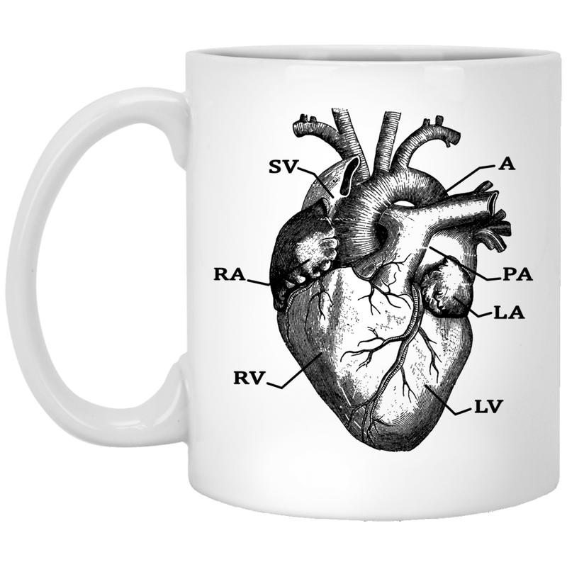 Nurse Coffee Mug Anatomical Heart Tee Funny Cardiac Nurse Gift 11oz - 15oz White Mug