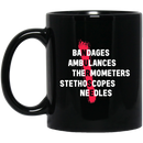 Nurse Coffee Mug Bandages Ambulances Thermometers Stethoscopes Nurse Gift 11oz - 15oz Black Mug