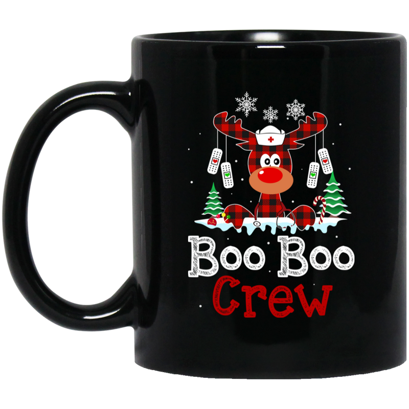 Nurse Coffee Mug Boo Boo Crew Renideer Christmas 11oz - 15oz Black Mug