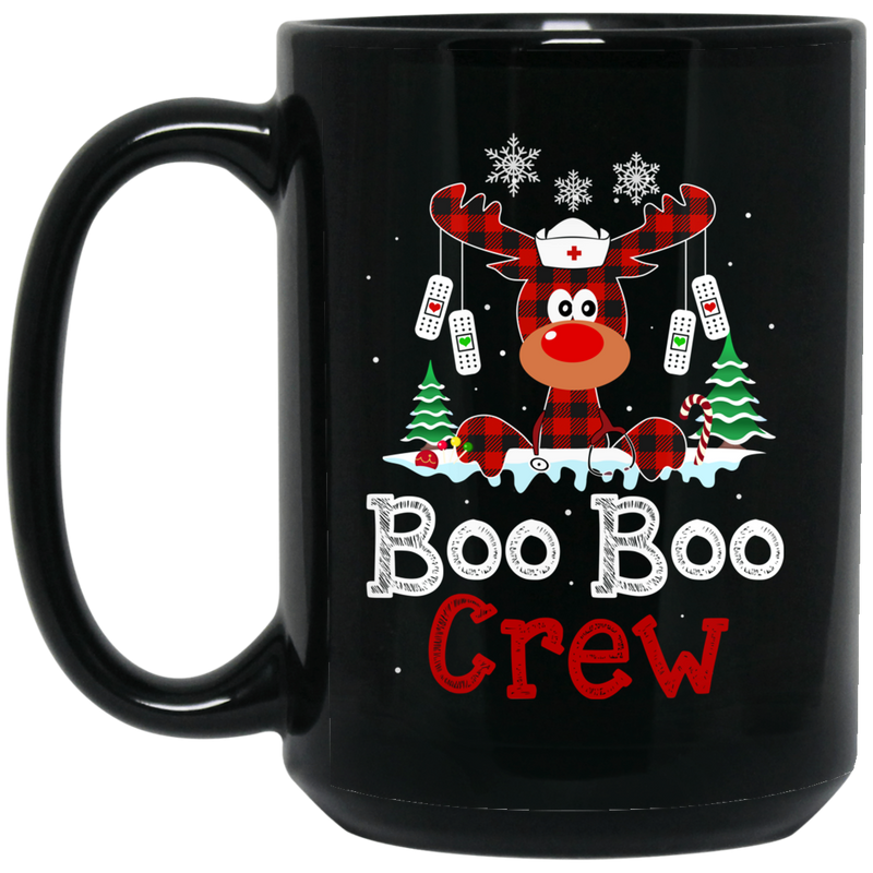 Nurse Coffee Mug Boo Boo Crew Renideer Christmas 11oz - 15oz Black Mug