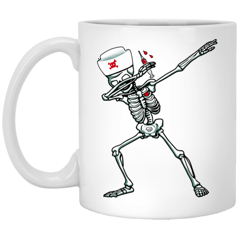 Nurse Coffee Mug Dabbing Skeleton Nurse 11oz - 15oz White Mug