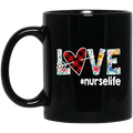 Nurse Coffee Mug Floral Plaid Nurses Love Nurselife 11oz - 15oz Black Mug