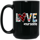 Nurse Coffee Mug Floral Plaid Nurses Love Nurselife 11oz - 15oz Black Mug