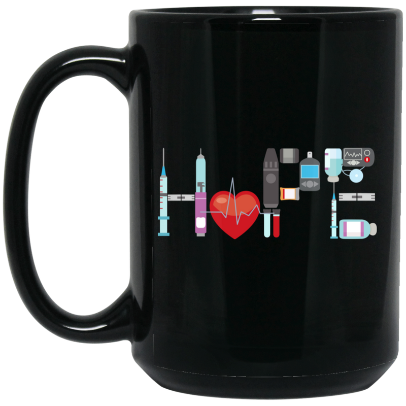 Nurse Coffee Mug Hope Nurse Nursing Tools Heartbeat 11oz - 15oz Black Mug