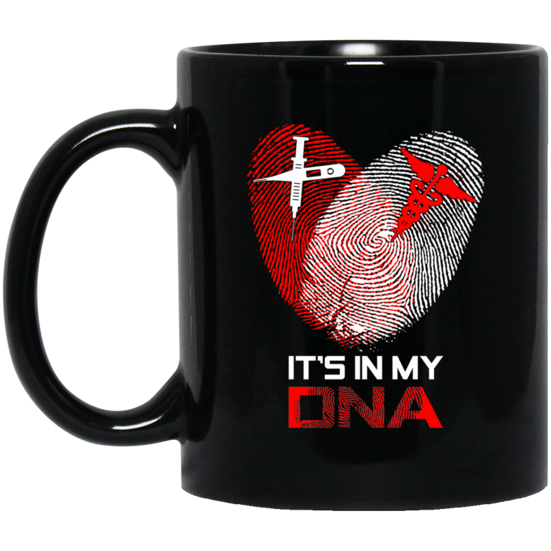 Nurse Coffee Mug It In My DNA Heart is Made From Fingerprints Nurse 11oz - 15oz Black Mug