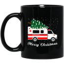 Nurse Coffee Mug Merry Christmas Tree Ambulance For Nurse Doctor 11oz - 15oz Black Mug