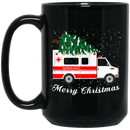 Nurse Coffee Mug Merry Christmas Tree Ambulance For Nurse Doctor 11oz - 15oz Black Mug