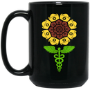 Nurse Coffee Mug Nurse Gifts Sunflower With Nurses Hat Medicine Symbol 11oz - 15oz Black Mug