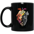 Nurse Coffee Mug Nurse Heart Is Made From Half Flowers Funny Nurse 11oz - 15oz Black Mug