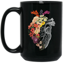 Nurse Coffee Mug Nurse Heart Is Made From Half Flowers Funny Nurse 11oz - 15oz Black Mug