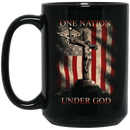 Nurse Coffee Mug Nurse One Nation Under God American Flag Funny Gift Nurse 11oz - 15oz Black Mug
