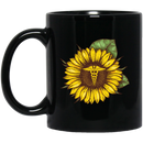 Nurse Coffee Mug Nurse Sunflower with Nurse Symbol Funny Gift for Women Men 11oz - 15oz Black Mug