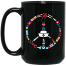 Nurse Coffee Mug Nurse Tools Peace Symbol Hippie Nurse Gift For Men Women 11oz - 15oz Black Mug