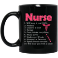 Nurse Coffee Mug Nurse Will Keep It Real 100% Will Bury You With A Smile 11oz - 15oz Black Mug