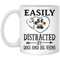 Nurse Coffee Mug Nurses Easily Dicstracted By Dogs And Big Veins 11oz - 15oz White Mug