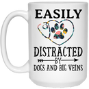 Nurse Coffee Mug Nurses Easily Dicstracted By Dogs And Big Veins 11oz - 15oz White Mug