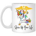 Nurse Coffee Mug Spice Up Your Life Dabbing Unicorn  11oz - 15oz White Mug