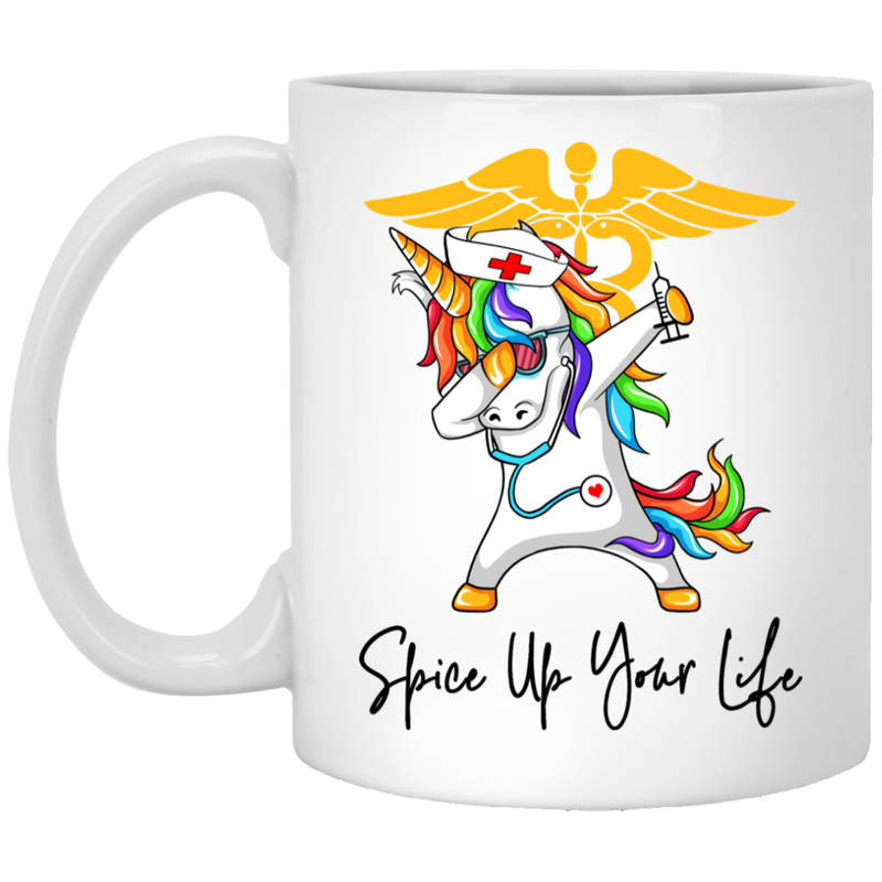 Nurse Coffee Mug Spice Up Your Life Dabbing Unicorn  11oz - 15oz White Mug