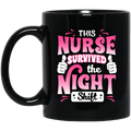 Nurse Coffee Mug This Nurse Survived The Night Shift Thumbs Up Funny Gift Nurse 11oz - 15oz Black Mug