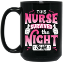 Nurse Coffee Mug This Nurse Survived The Night Shift Thumbs Up Funny Gift Nurse 11oz - 15oz Black Mug