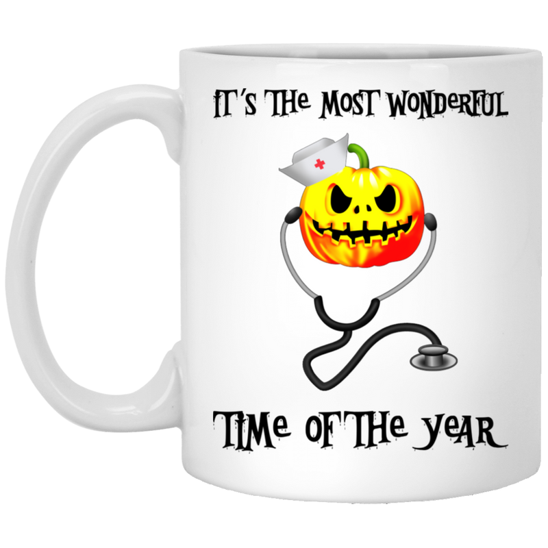 Nurse Coffee Mug Time Of The Year Funny Pumpkin Nurse Halloween Nurse 11oz - 15oz White Mug