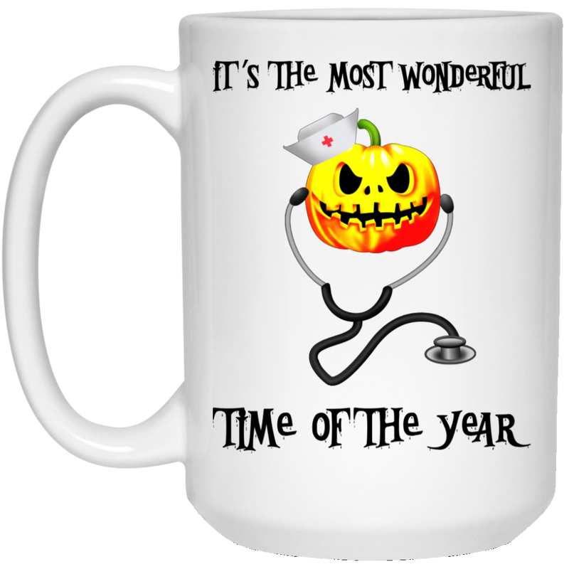 Nurse Coffee Mug Time Of The Year Funny Pumpkin Nurse Halloween Nurse 11oz - 15oz White Mug