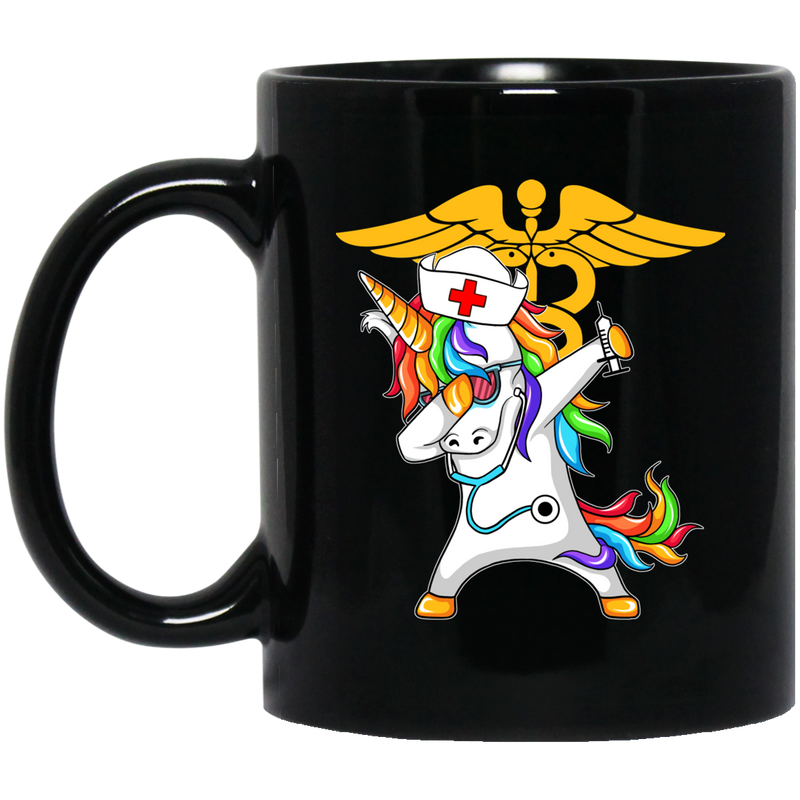 Nurse Coffee Mug Unicorn Nurse is Dabbing Funny Gift For Men Women 11oz - 15oz Black Mug