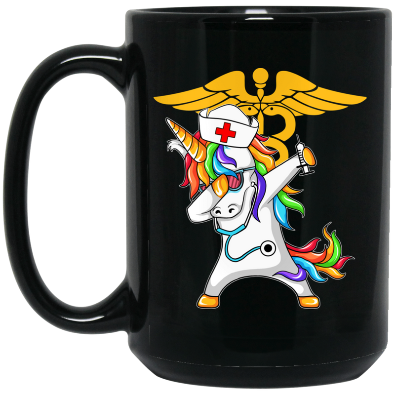 Nurse Coffee Mug Unicorn Nurse is Dabbing Funny Gift For Men Women 11oz - 15oz Black Mug