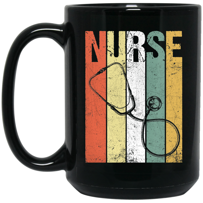 Nurse Coffee Mug Vintage Nurse Stethoscopes 11oz - 15oz Black Mug