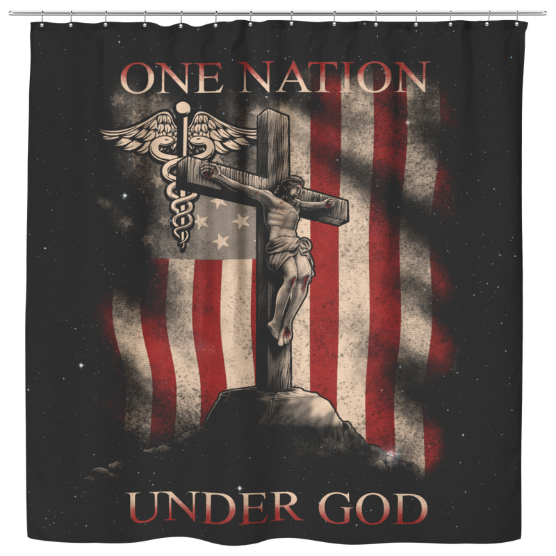 Nurse Shower Curtain Nurse One Nation Under God American Flag For Bathroom Decor