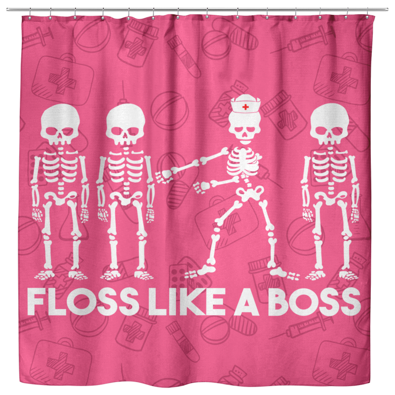 Nurse Shower Curtains Nurse Skeleton Floss Like A Boss Funny For Bathroom Decor